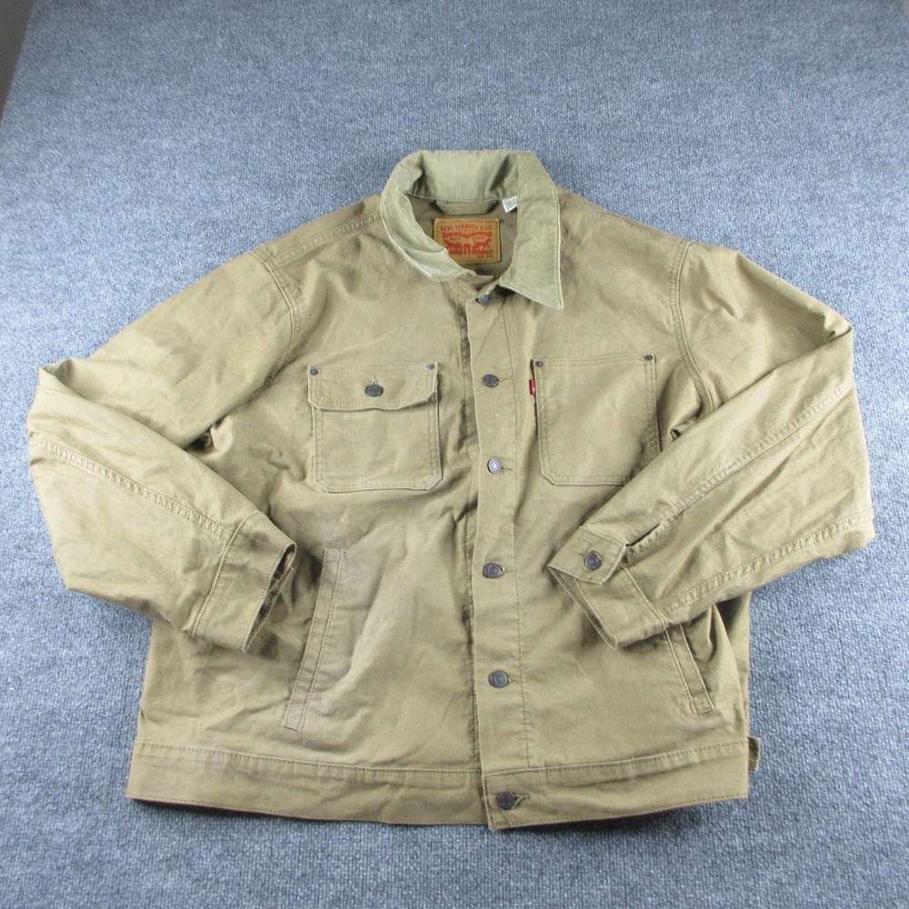 Levis Jacket Mens 2XL Beige‎ Canvas Button Front Workwear Pockets Utility